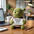 Chubby Shrek Crochet Plushie - Funny Emotional Support Desk Decor & Coworker Gift