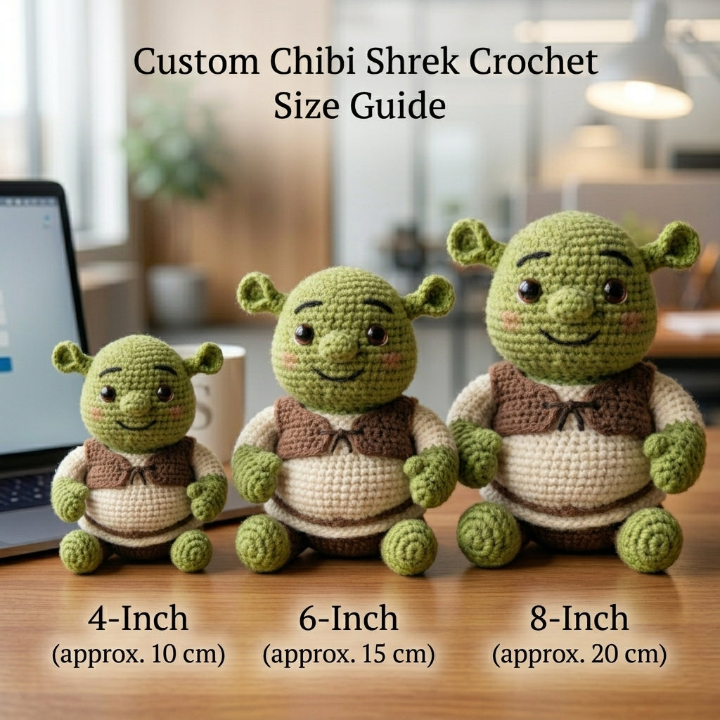 Chubby Shrek Crochet Plushie - Funny Emotional Support Desk Decor & Coworker Gift