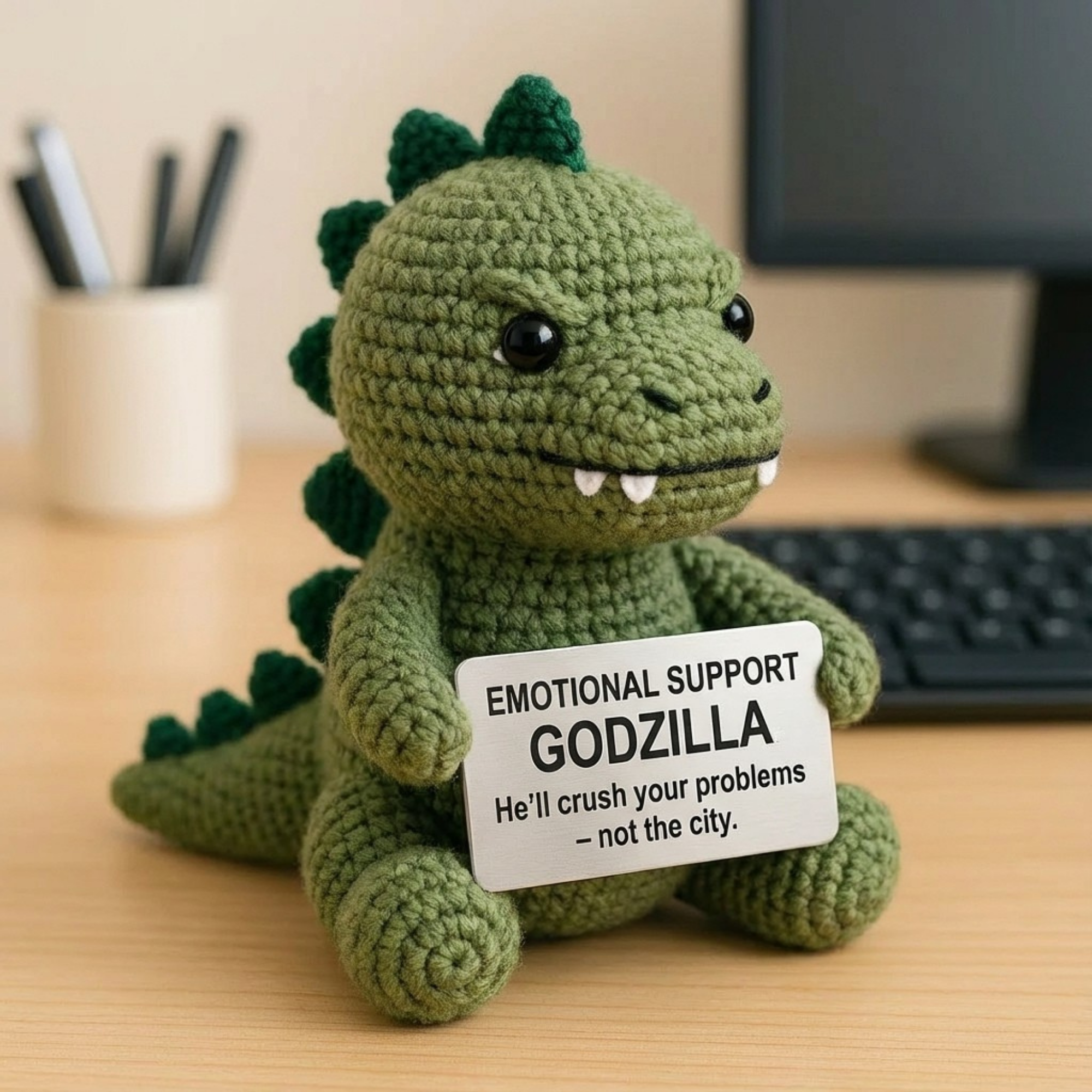Emotional Support Godzilla Crochet Doll