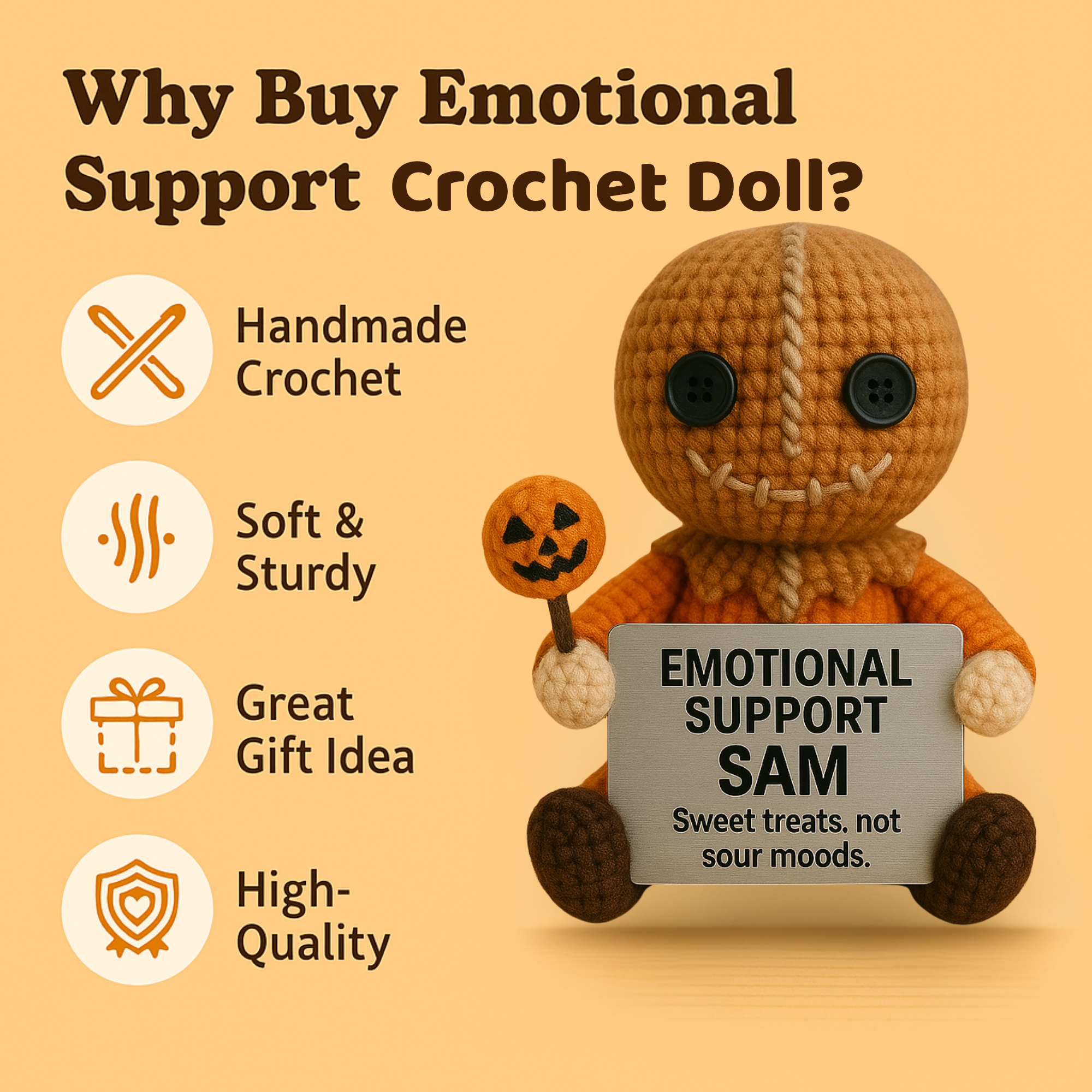 Emotional Support Sam Crochet Doll